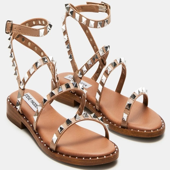 Steve Madden Silver Studded Brown Sandals - Picture 13 of 15